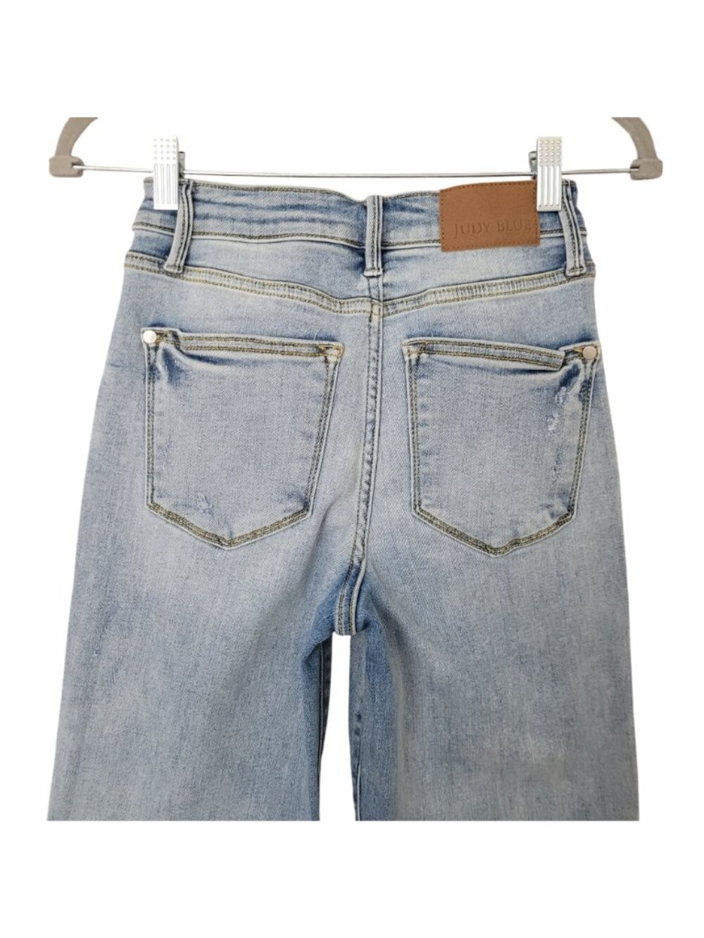 Judy Blue Straight Fit Distressed Jeans Womens Size 1/25 Blue Light Wash - Picture 4 of 8